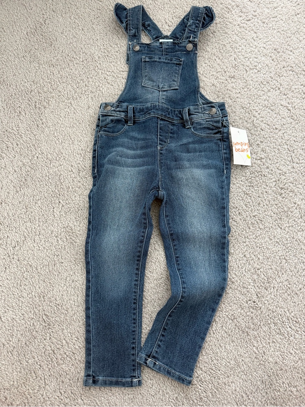 Jumping beans Dark Blue Denim Girls' Overalls Size 4T- Brand New